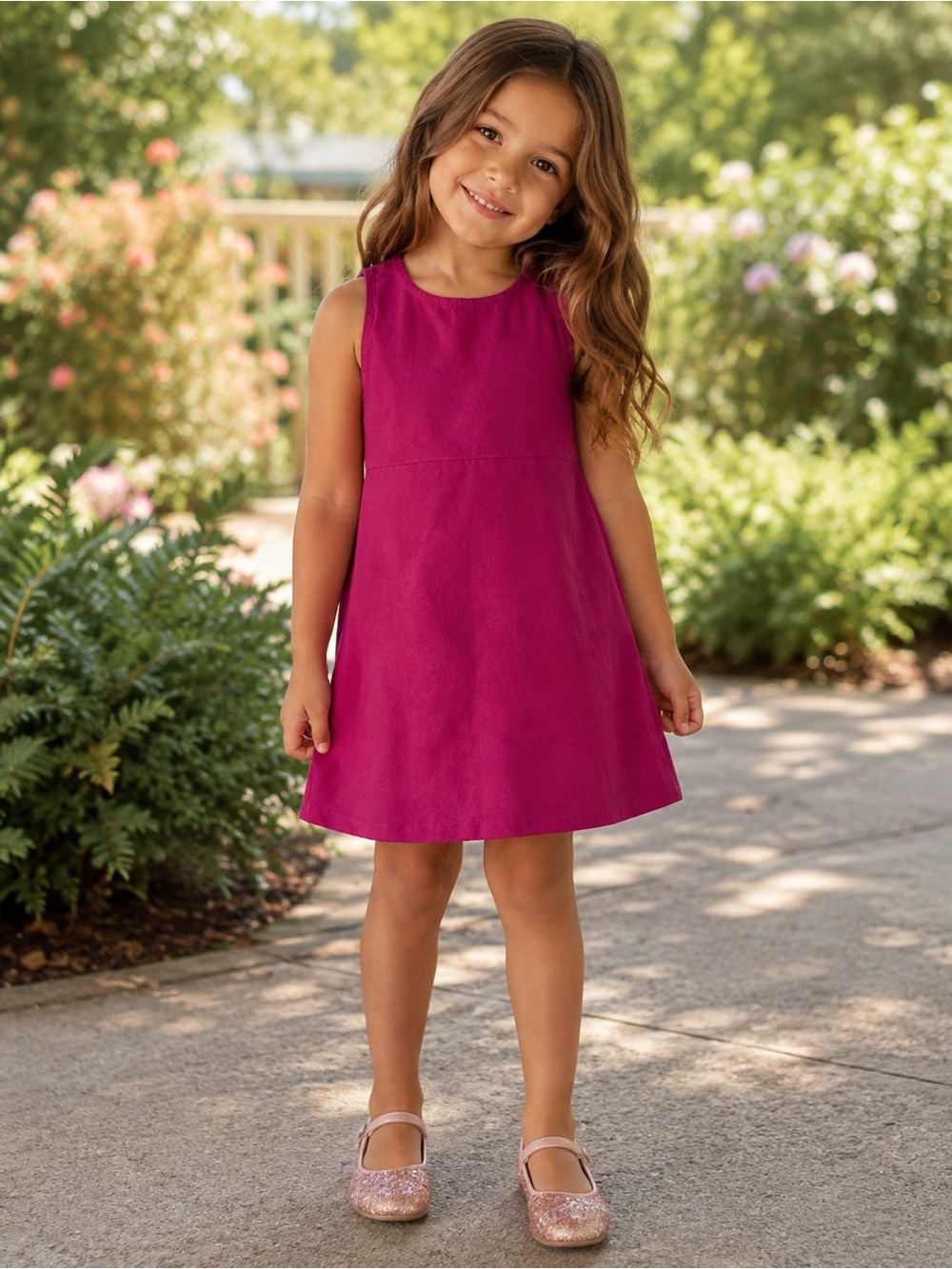 Vince Camuto Girls Fuchsia Faux Suede Shift Dress Sleeveless Kids Size 7